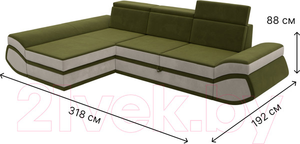 Изображение товара Диван угловой Лига Диванов Лига-032 левый / 121653L (микровельвет, зеленый/бежевый)
