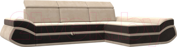 Изображение товара Диван угловой Лига Диванов Лига-032 правый / 121643 (велюр, бежевый/коричневый)