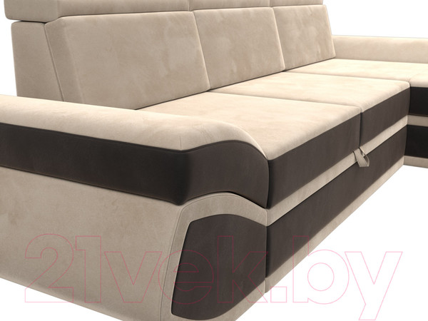 Изображение товара Диван угловой Лига Диванов Лига-032 правый / 121643 (велюр, бежевый/коричневый)