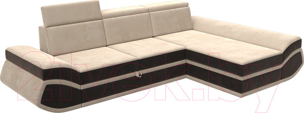 Изображение товара Диван угловой Лига Диванов Лига-032 правый / 121643 (велюр, бежевый/коричневый)