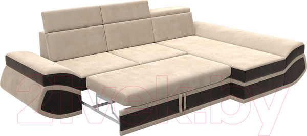 Изображение товара Диван угловой Лига Диванов Лига-032 правый / 121643 (велюр, бежевый/коричневый)