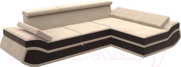 Изображение товара Диван угловой Лига Диванов Лига-032 правый / 121643 (велюр, бежевый/коричневый)
