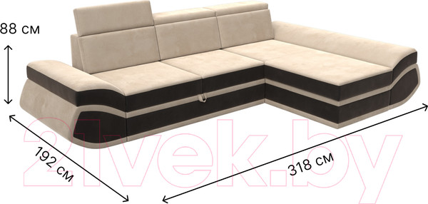 Изображение товара Диван угловой Лига Диванов Лига-032 правый / 121643 (велюр, бежевый/коричневый)