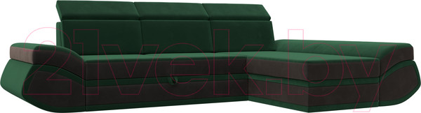 Изображение товара Диван угловой Лига Диванов Лига-032 правый / 121645 (велюр, зеленый/коричневый)