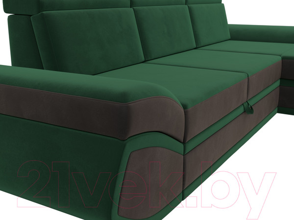 Изображение товара Диван угловой Лига Диванов Лига-032 правый / 121645 (велюр, зеленый/коричневый)