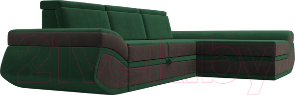 Изображение товара Диван угловой Лига Диванов Лига-032 правый / 121645 (велюр, зеленый/коричневый)