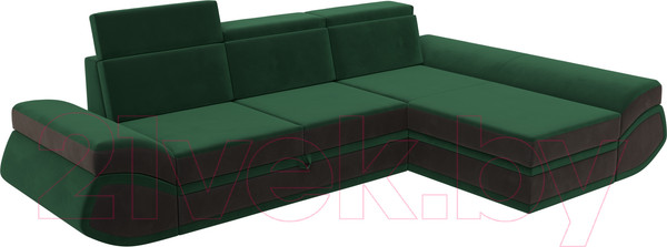 Изображение товара Диван угловой Лига Диванов Лига-032 правый / 121645 (велюр, зеленый/коричневый)
