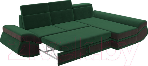 Изображение товара Диван угловой Лига Диванов Лига-032 правый / 121645 (велюр, зеленый/коричневый)