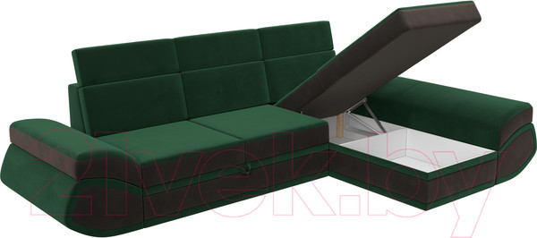 Изображение товара Диван угловой Лига Диванов Лига-032 правый / 121645 (велюр, зеленый/коричневый)