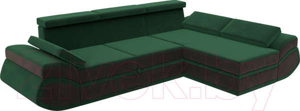 Изображение товара Диван угловой Лига Диванов Лига-032 правый / 121645 (велюр, зеленый/коричневый)