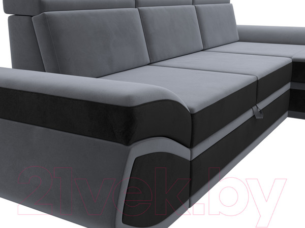Изображение товара Диван угловой Лига Диванов Лига-032 правый / 121647 (велюр, серый/черный)