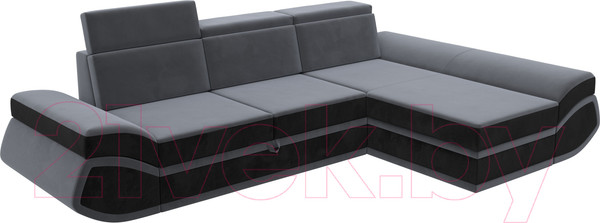 Изображение товара Диван угловой Лига Диванов Лига-032 правый / 121647 (велюр, серый/черный)