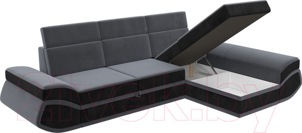 Изображение товара Диван угловой Лига Диванов Лига-032 правый / 121647 (велюр, серый/черный)