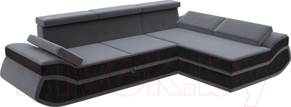Изображение товара Диван угловой Лига Диванов Лига-032 правый / 121647 (велюр, серый/черный)