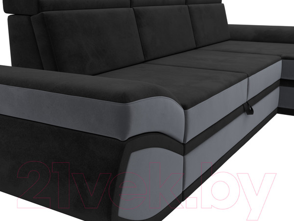Изображение товара Диван угловой Лига Диванов Лига-032 правый / 121648 (велюр, черный/серый)