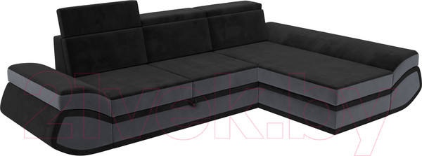 Изображение товара Диван угловой Лига Диванов Лига-032 правый / 121648 (велюр, черный/серый)