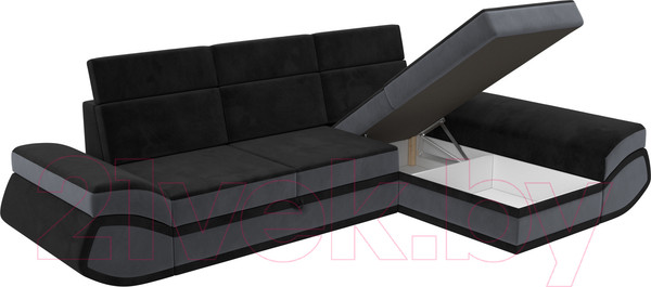 Изображение товара Диван угловой Лига Диванов Лига-032 правый / 121648 (велюр, черный/серый)