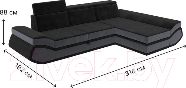 Изображение товара Диван угловой Лига Диванов Лига-032 правый / 121648 (велюр, черный/серый)
