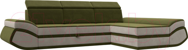 Изображение товара Диван угловой Лига Диванов Лига-032 правый / 121653 (микровельвет, зеленый/бежевый)