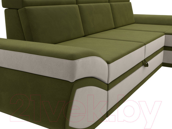 Изображение товара Диван угловой Лига Диванов Лига-032 правый / 121653 (микровельвет, зеленый/бежевый)