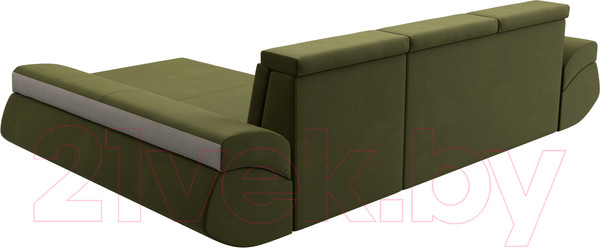 Изображение товара Диван угловой Лига Диванов Лига-032 правый / 121653 (микровельвет, зеленый/бежевый)