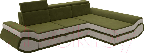 Изображение товара Диван угловой Лига Диванов Лига-032 правый / 121653 (микровельвет, зеленый/бежевый)