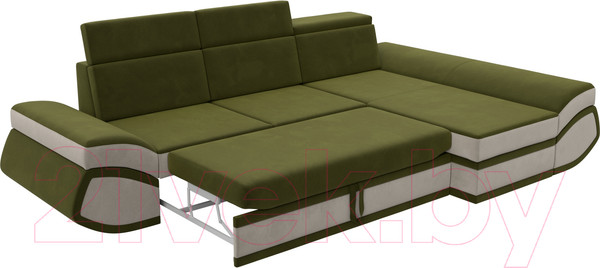 Изображение товара Диван угловой Лига Диванов Лига-032 правый / 121653 (микровельвет, зеленый/бежевый)