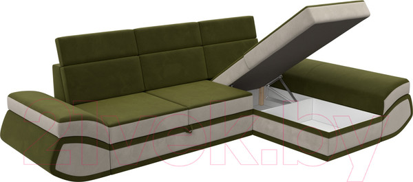 Изображение товара Диван угловой Лига Диванов Лига-032 правый / 121653 (микровельвет, зеленый/бежевый)