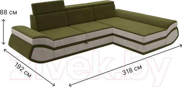 Изображение товара Диван угловой Лига Диванов Лига-032 правый / 121653 (микровельвет, зеленый/бежевый)