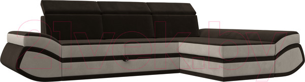 Изображение товара Диван угловой Лига Диванов Лига-032 правый / 121654 (микровельвет, коричневый/бежевый)