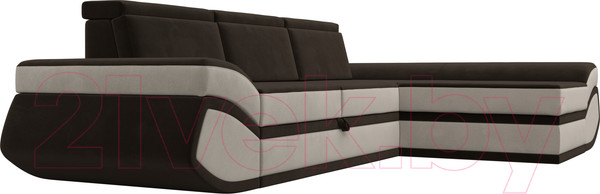 Изображение товара Диван угловой Лига Диванов Лига-032 правый / 121654 (микровельвет, коричневый/бежевый)