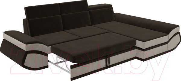 Изображение товара Диван угловой Лига Диванов Лига-032 правый / 121654 (микровельвет, коричневый/бежевый)