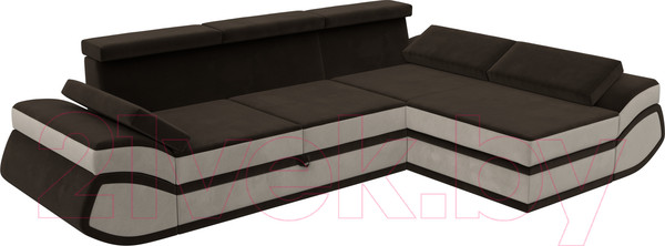 Изображение товара Диван угловой Лига Диванов Лига-032 правый / 121654 (микровельвет, коричневый/бежевый)