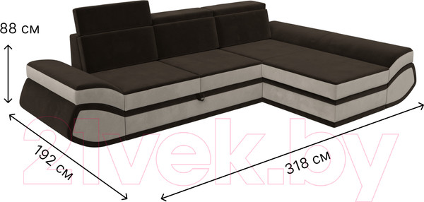 Изображение товара Диван угловой Лига Диванов Лига-032 правый / 121654 (микровельвет, коричневый/бежевый)