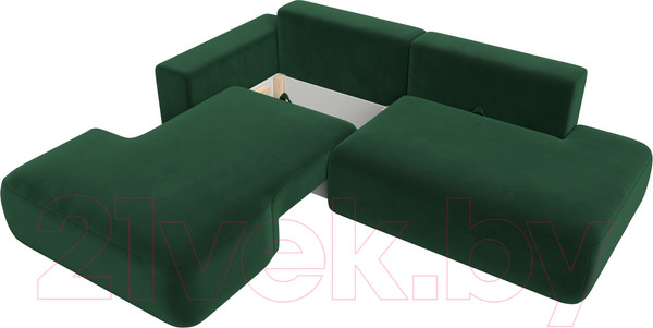 Изображение товара Диван угловой Лига Диванов Лига-36 НПБ левый / 121410L (велюр зеленый)