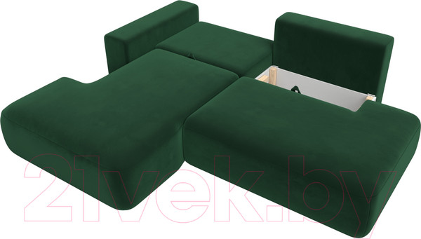 Изображение товара Диван угловой Лига Диванов Лига-36 НПБ левый / 121410L (велюр зеленый)