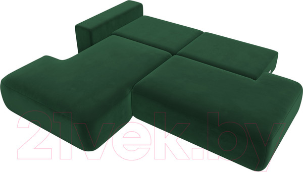 Изображение товара Диван угловой Лига Диванов Лига-36 НПБ левый / 121410L (велюр зеленый)