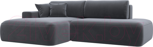 Изображение товара Диван угловой Лига Диванов Лига-36 НПБ левый / 121412L (велюр серый)