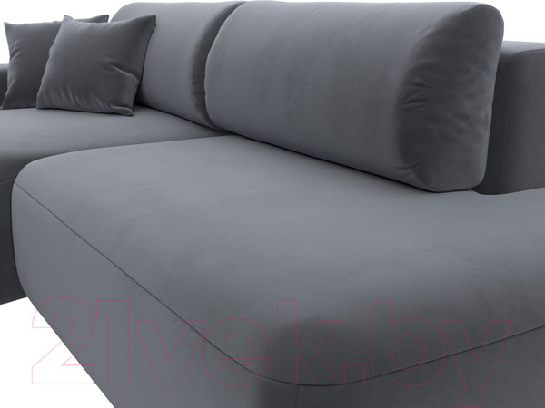 Изображение товара Диван угловой Лига Диванов Лига-36 НПБ левый / 121412L (велюр серый)
