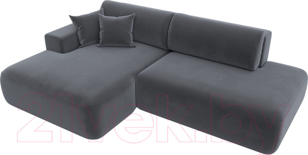 Изображение товара Диван угловой Лига Диванов Лига-36 НПБ левый / 121412L (велюр серый)