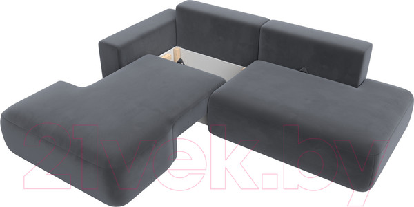 Изображение товара Диван угловой Лига Диванов Лига-36 НПБ левый / 121412L (велюр серый)