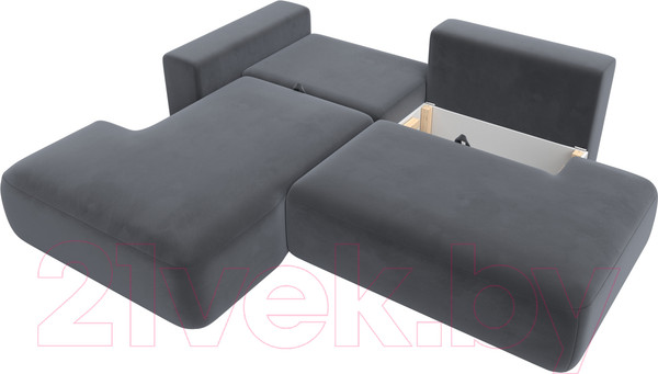 Изображение товара Диван угловой Лига Диванов Лига-36 НПБ левый / 121412L (велюр серый)