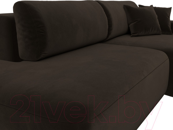 Изображение товара Диван угловой Лига Диванов Лига-36 НПБ правый / 121400 (микровельвет коричневый)