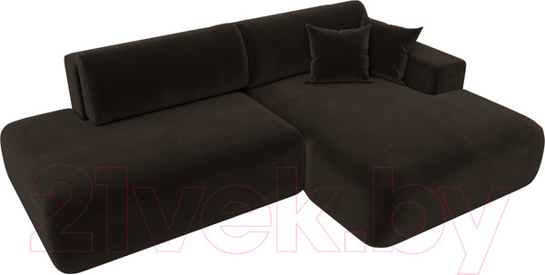 Изображение товара Диван угловой Лига Диванов Лига-36 НПБ правый / 121400 (микровельвет коричневый)