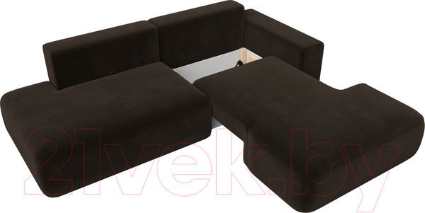 Изображение товара Диван угловой Лига Диванов Лига-36 НПБ правый / 121400 (микровельвет коричневый)