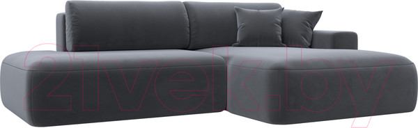 Изображение товара Диван угловой Лига Диванов Лига-36 НПБ правый / 121412 (велюр серый)