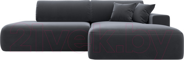 Изображение товара Диван угловой Лига Диванов Лига-36 НПБ правый / 121412 (велюр серый)
