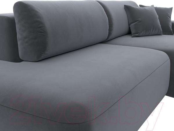 Изображение товара Диван угловой Лига Диванов Лига-36 НПБ правый / 121412 (велюр серый)