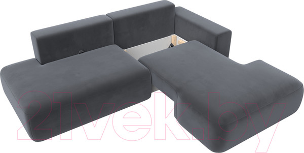 Изображение товара Диван угловой Лига Диванов Лига-36 НПБ правый / 121412 (велюр серый)