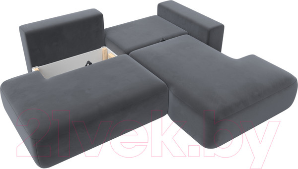 Изображение товара Диван угловой Лига Диванов Лига-36 НПБ правый / 121412 (велюр серый)